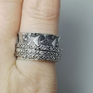Vintage Wide Band Spinner Ring, Silver Tone Size 8, Unisex